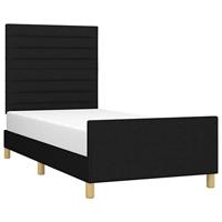 vidaXL Bedframe met hoofdbord stof zwart 80x200 cm, bed, ledikant, tweepersoonsbed, slaapmeubel, bedbodem, bedden, slaapmeubels, slaapmeubelen