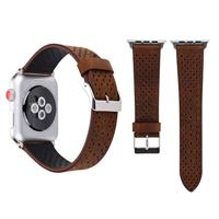 By Qubix - Dot Pattern Leren bandje - Bruin - Compatible met Apple Watch 44mm / 45mm / 46mm / 49mm - Compatible Apple watch bandjes