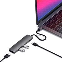 SATECHI Slanke Type-C Multipoort Adapter Met USB-C Pass-Through, 4K HDMI, USB 3.0 - Voor M2/ M1 Macbook Pro/Air, M2/ M1 iPad Pro/Air, M2 Mac Mini, iMac M1 (Spacegrijs)