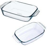 2x Glazen ovenschalen 0,7 en 1,4 liter