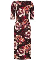 Dolce & Gabbana Peony-print midi dress - Rose