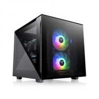 Thermaltake Divider 200 TG Black Micro-tower PC-behuizing Zwart 2 voorgeïnstalleerde ventilators, Zijvenster, Stoffilter - thumbnail