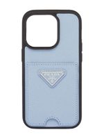 Prada coque d'iPhone 14 Pro à plaque logo - Bleu