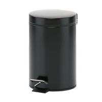 Kela 20903 Pedaalemmer, vuilnisbak, 3 l, metaal, Monaco, zwart, één maat