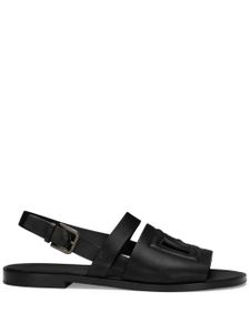 Dolce & Gabbana logo-embossed leather slides - Noir