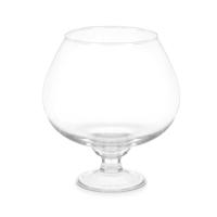 Bloemenvaas op voet Cognac - transparant glas - D16 x H22 cm - boeketvaas - 5 liter