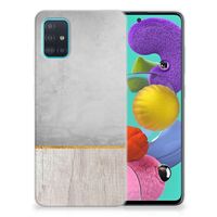 Samsung Galaxy A51 Bumper Hoesje Wood Concrete - thumbnail