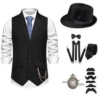 Retro vintage Roaring jaren '20 Jaren 1920 Hoeden Outfits Hesje Vest Accessoireset The Great Gatsby Heer Voor heren Modieus Kerstmis Schoolfeest Festival Das Lightinthebox