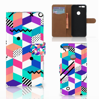 Google Pixel XL Bookcase Blokken Kleurrijk Google Pixel XL Bookcase Blokken Kleurrijk