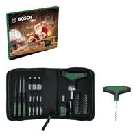 Bosch handgereedschap-adventkalender 2024, 33-dlg (set met bit-ratelschroevendraaier T-greep, precisie-schroevendraaiers; compacte bit-schroevendraaier; accessoires; kurkentrekker; opbergetui)
