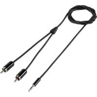 SpeaKa Professional SP-2518840 Cinch / Jackplug Audio Aansluitkabel [2x Cinch-stekker - 1x Jackplug male 3,5 mm] 10.00 m Zwart SuperSoft-mantel - thumbnail