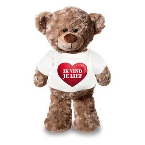 Knuffel teddybeer met ik vind je lief hartje shirt 24 cm