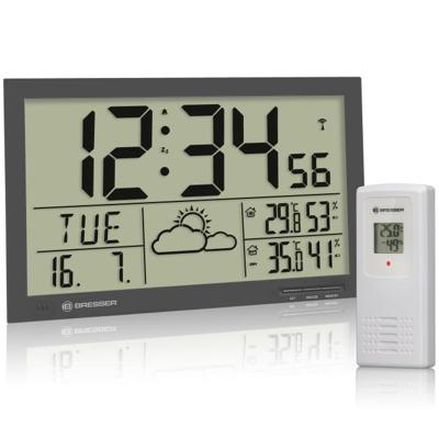 BRESSER MyTime Jumbo LCD weer-wandklok (grijs)