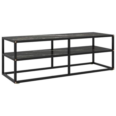 vidaXL Tv-meubel met zwart marmerglas 120x40x40 cm zwart vidaXL Tv-meubel met zwart marmerglas 120x40x40 cm zwart