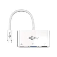Goobay 62100 USB-C poortreplicator met USB 3.0-aansluiting, VGA-bus + Power Delivery tot 60 W/USB-C multiport adapter voor Full HD resoluties (1920 x 1200 @ 60 Hz) / 5 Gbit/s gegevenssnelheid