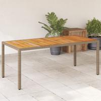 Tuintafel 190x90x75 cm poly rattan en acaciahout beige - thumbnail