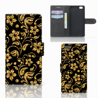 Huawei Ascend P8 Lite Hoesje Gouden Bloemen