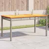 Tuintafel 140x80x75 cm poly rattan en acaciahout grijs - thumbnail