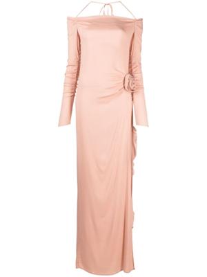Blumarine robe fleurie à épaules dénudées - Rose