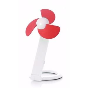 Kantoor ventilator wit/rood 22 cm met USB aansluiting   -