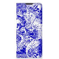 Mobiel BookCase Xiaomi Redmi Note 10 Pro Angel Skull Blauw