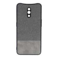 Shop4 - Oppo Reno Z Hoesje - Harde Back Case Denim en Leer Grijs