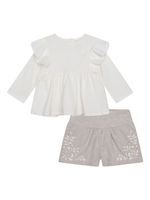 Chloé Kids ensemble short-blouse à fleurs brodées - Blanc