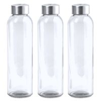 6x Stuks glazen waterfles/drinkfles transparant met Rvs dop 550 ml - thumbnail