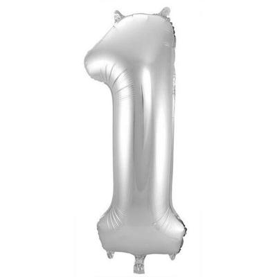 Folieballon 1 jaar ZILVER voor lucht of helium MEGA Folieballon 1 jaar ZILVER voor lucht of helium MEGA