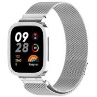 By Qubix - Milanese bandje met case - Zilver - Xiaomi Redmi Watch 3