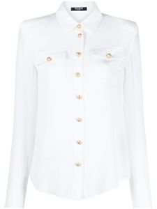 Balmain blouse en soie à épaulettes - Blanc