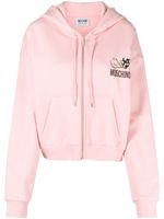 MOSCHINO JEANS hoodie zippé à logo imprimé - Rose