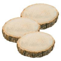 Decoratie boomschijf met schors - 3x - hout - D26 x H4 cm - rond - thumbnail