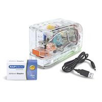 Rapesco 1450 626EL Automatische USB/Batterij Nietmachine met 1000 26/6 mm Nietjes, 15 Nietcapaciteit, Transparant