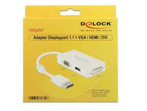 DeLOCK 0.16m DisplayPort/VGA+HDMI+DVI-D 0,16 m VGA (D-Sub)+ HDMI + DVI Wit