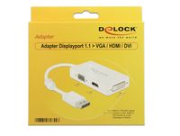 DeLOCK 0.16m DisplayPort/VGA+HDMI+DVI-D 0,16 m VGA (D-Sub)+ HDMI + DVI Wit - thumbnail