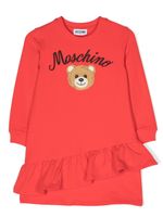 Moschino Kids robe volantée à logo brodé - Rouge