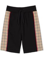 Burberry Kids short en coton à empiècements à carreaux - Noir