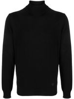 Corneliani pull en laine vierge à col montant - Noir