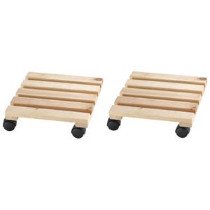 2x Planten trolleys/multirollers 30 x 30 cm voor harde vloeren