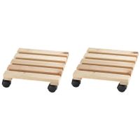 2x Planten trolleys/multirollers 30 x 30 cm voor harde vloeren