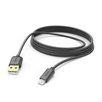 Hama iPhone USB-A Lightning-kabel (oplaadkabel/gegevensoverdracht/data, USB-A 2.0 stekker naar Lightning, 3 m, MFI-gecertificeerd, 480 MBit/s, iPad/iPhone 13/12/11/XS/XR/X/8/7/7+/6s/6/5/SE2020) zwart