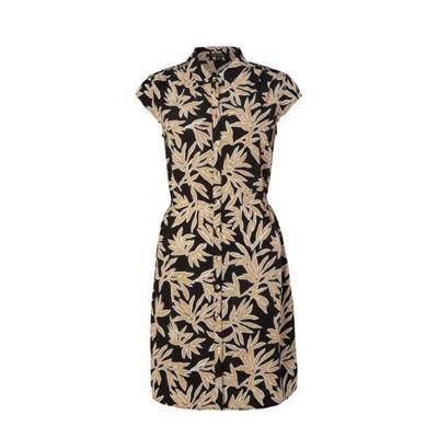 comma blousejurk met all over print zwart/beige