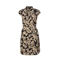 comma blousejurk met all over print zwart/beige
