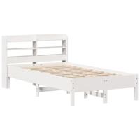 vidaXL Bedframe met hoofdbord massief grenenhout wit 120x190 cm, bed, slaapkamermeubel, houten bed, tweepersoonsbed, houten bedframe, bedbodem