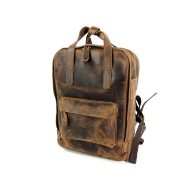 Trendy hunter leren backpack rugzak bruin