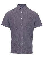 Premier Workwear PW221 Men`S Microcheck (Gingham) Short Sleeve Cotton Shirt - thumbnail