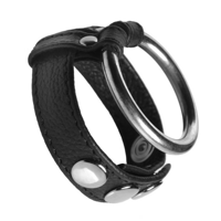 XR Brands Leather and Steel - Cock and Ball Ring - thumbnail