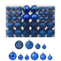 VidaXL 100-delige Kerstballenset blauw - thumbnail