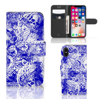 Telefoonhoesje met Naam Apple iPhone X | Xs Angel Skull Blauw - thumbnail